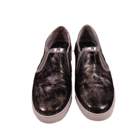 NeroGiadini Slip on Sneakers 39 Black Silver Leather Italian Made in Italy Shoes - Picture 3 of 9